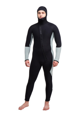Гидрокостюм Монодайвинг мужской 7мм нейлон/нейлон черно-серый